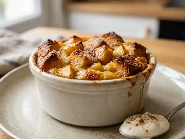 Pudding brioché aux pommes fondantes : dessert gourmand et facile - Photo de présentation