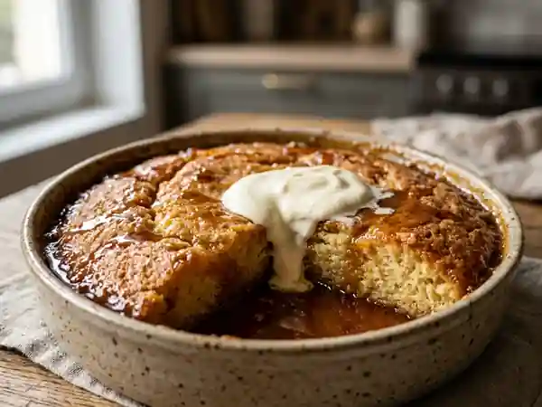 Pudding chômeur traditionnel au sirop d'érable - Photo de présentation