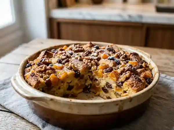 Pudding Fondant au Pain Rassis et Fruits Secs - Photo de présentation