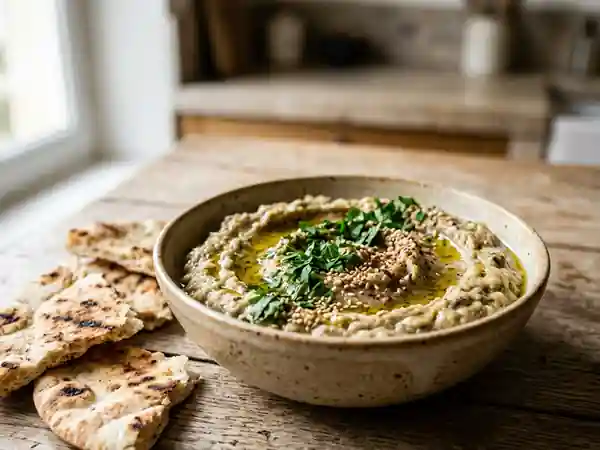Purée d'aubergines libanaise onctueuse et parfumée - Photo de présentation
