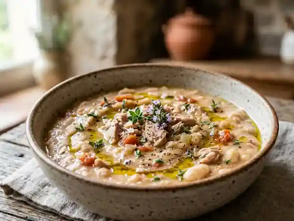 Purée crémeuse de haricots blancs au thon - Photo de présentation
