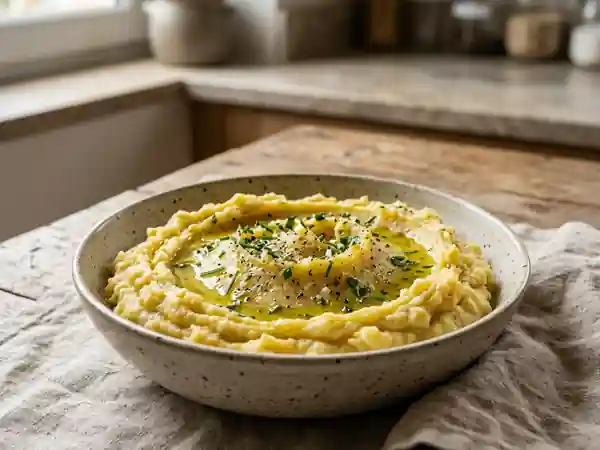 Purée de pommes de terre à l'ancienne à l'huile d'olive - Photo de présentation