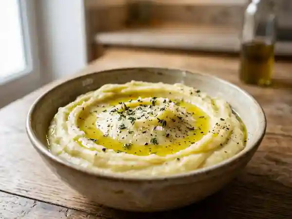 Purée de pommes de terre onctueuse à l'huile d'olive - Photo de présentation