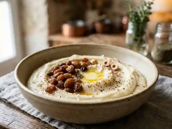 Purée onctueuse de céleri-rave aux raisins épicés - Photo de présentation