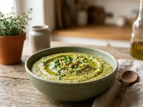 Purée de pois cassés onctueuse au bouillon - Photo de présentation