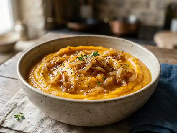 Purée veloutée au potimarron et oignons confits - Photo de présentation