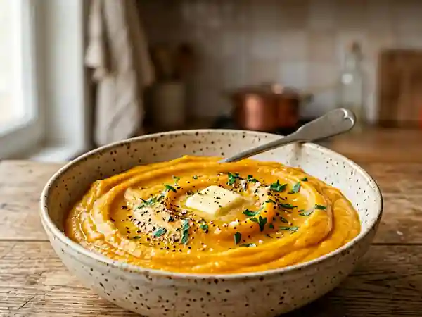 Purée onctueuse de potiron et pommes de terre maison - Photo de présentation