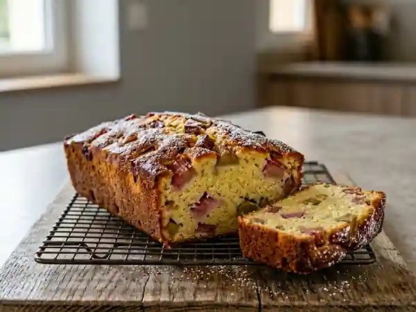 Quatre-quarts fondant à la rhubarbe acidulée - Photo de présentation