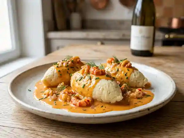 Quenelles de brochet maison, sauce onctueuse au beurre d'écrevisses - Photo de présentation