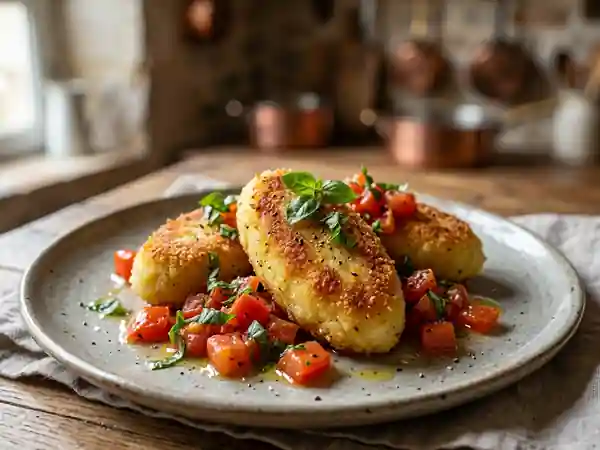 Quenelles de purée dorées au basilic - Photo de présentation