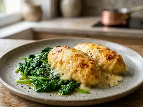 Quenelles fondantes au parmesan et épinards - Photo de présentation