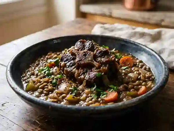 Queue de bœuf fondante et lentilles vertes - Photo de présentation