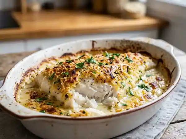 Cabillaud gratiné à la croûte d'ail - Photo de présentation