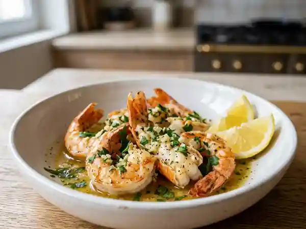Queues de langoustines sautées à l'ail et au persil - Photo de présentation