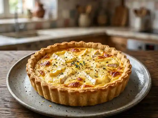 Quiche au camembert fondante et savoureuse pour une personne - Photo de présentation