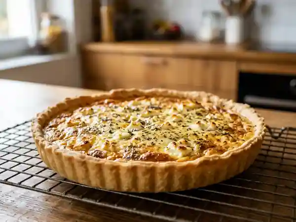 Quiche au fromage de chèvre sans beurre : recette facile et savoureuse - Photo de présentation