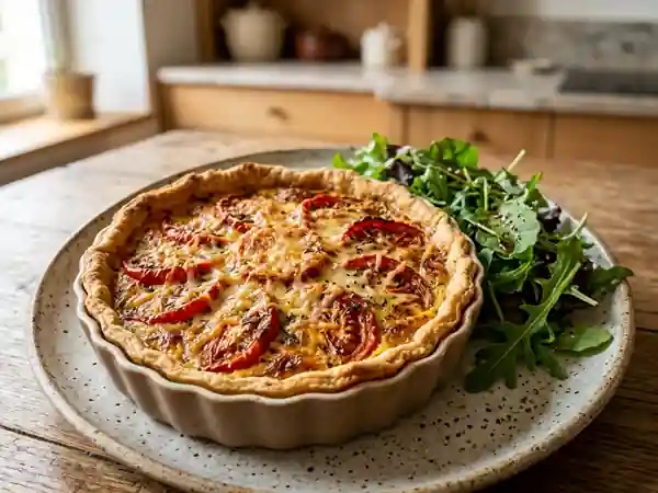 Quiche aux tomates facile et savoureuse pour une personne - Photo de présentation