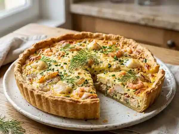 Quiche du pêcheur onctueuse aux crevettes - Photo de présentation