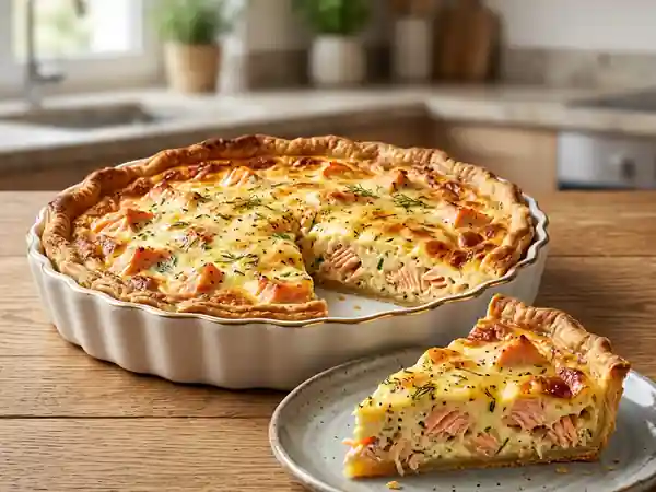 Quiche fondante au saumon et Cantal fruité - Photo de présentation
