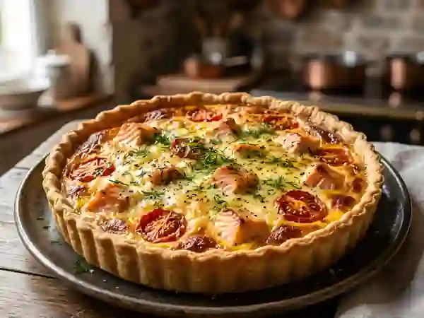 Quiche au saumon, tomate et aneth - Photo de présentation