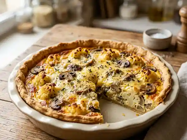 Quiche fondante chou-fleur et champignons - Photo de présentation