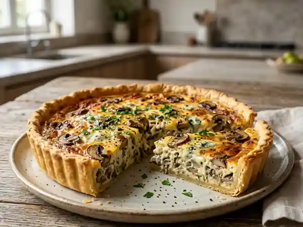 Quiche fondante au Roquefort et Champignons - Photo de présentation