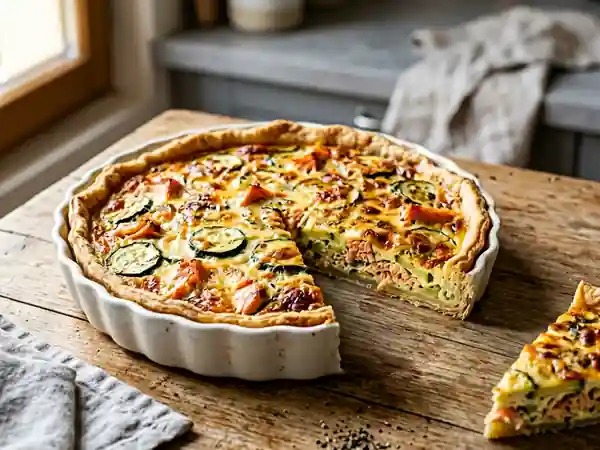 Quiche fondante saumon fumé et courgettes - Photo de présentation