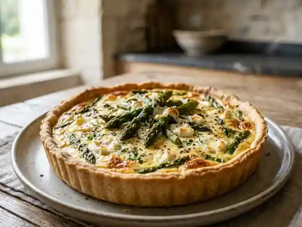 Quiche légère aux asperges vertes et chèvre frais - Photo de présentation