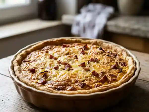 Quiche paysanne traditionnelle aux légumes et lardons - Photo de présentation