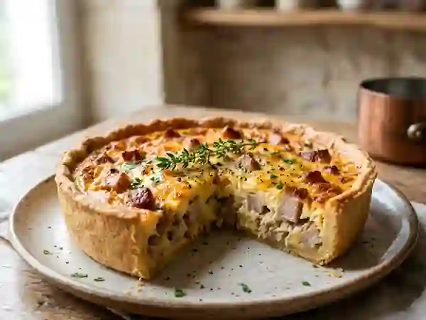 Quiche rustique aux rillons et rillettes - Photo de présentation