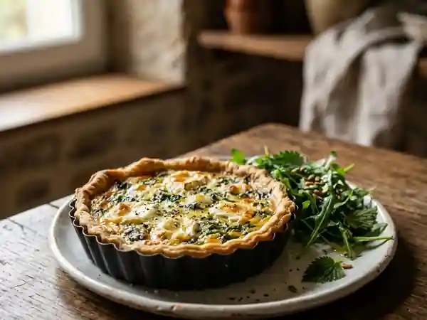 Quiche rustique orties et chèvre fondant - Photo de présentation