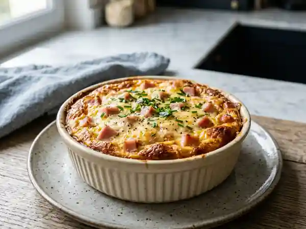 Quiche sans pâte savoureuse et facile pour une personne - Photo de présentation