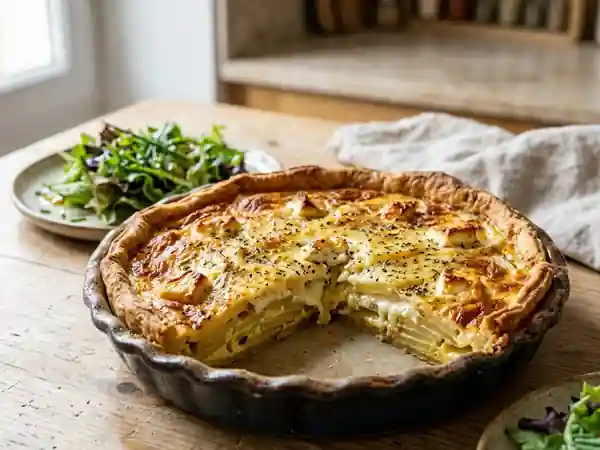 Quiche savoureuse au chèvre et pommes de terre fondantes - Photo de présentation