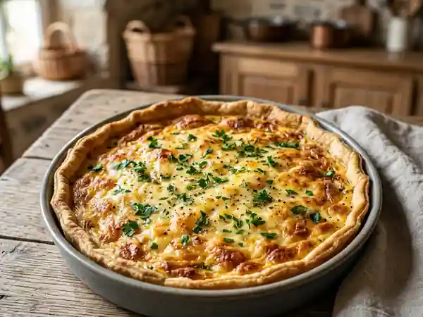 Quiche savoureuse au comté et persil frais - Photo de présentation