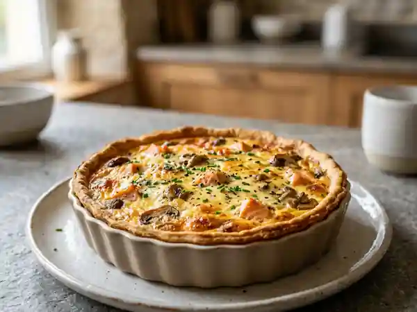 Quiche fondante saumon et champignons - Photo de présentation