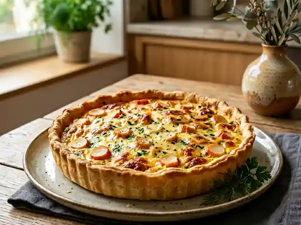 Quiche fondante au surimi et fromage râpé - Photo de présentation