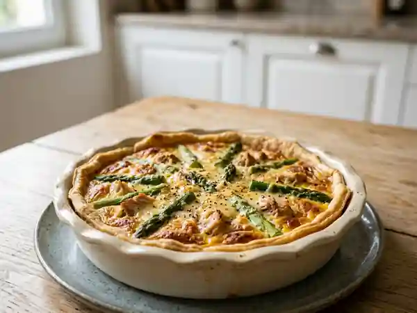 Quiche fondante asperges vertes et thon - Photo de présentation