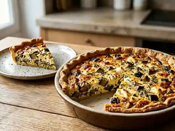 Quiche savoureuse aux aubergines et feta fondante - Photo de présentation
