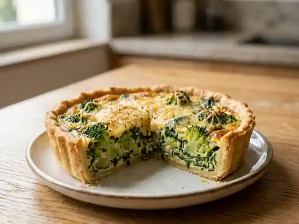 Quiche fondante brocolis et épinards frais - Photo de présentation