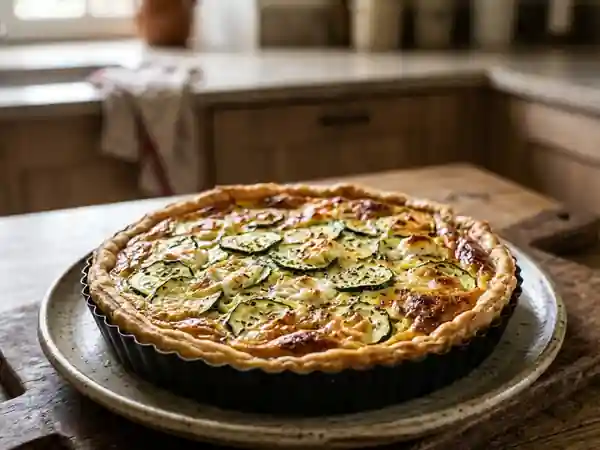Quiche savoureuse aux courgettes et chèvre frais - Photo de présentation