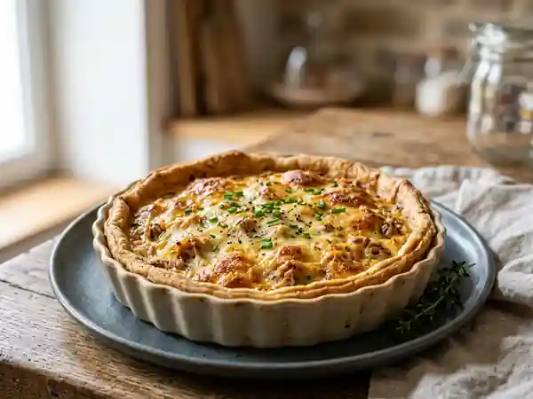 Quiche savoureuse aux miettes de thon facile à préparer - Photo de présentation