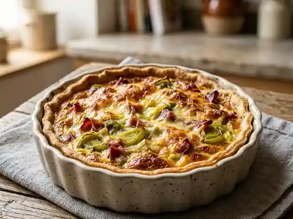 Quiche fondante au poireau et jambon cru - Photo de présentation