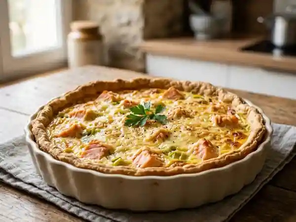Quiche savoureuse aux poireaux et saumon frais de Flo - Photo de présentation