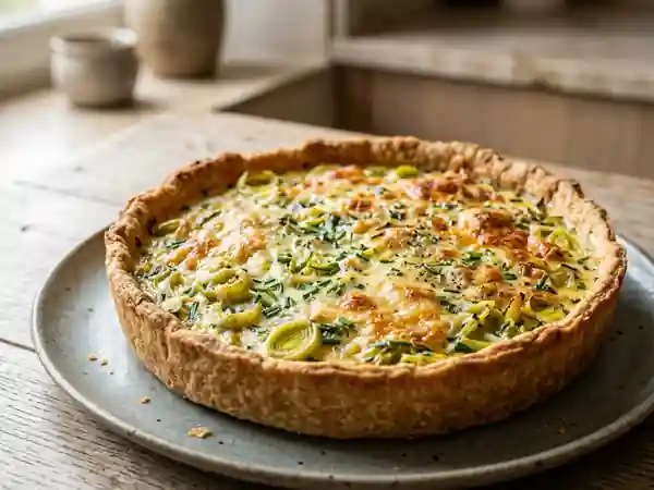 Quiche fondante aux poireaux et ciboulette - Photo de présentation
