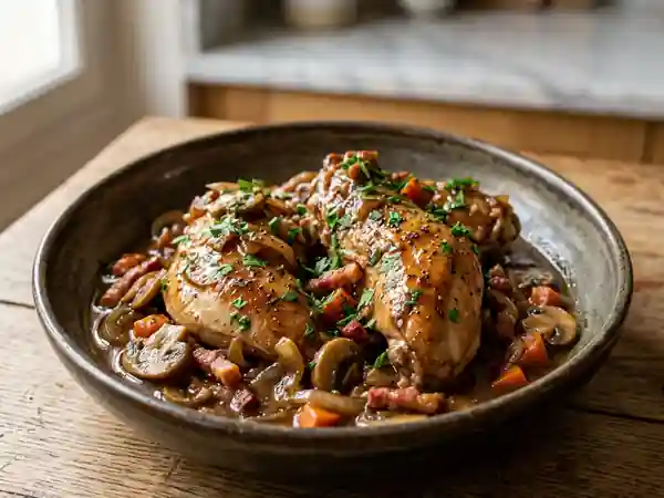 Râbles de lapin fondants au cognac et lardons - Photo de présentation