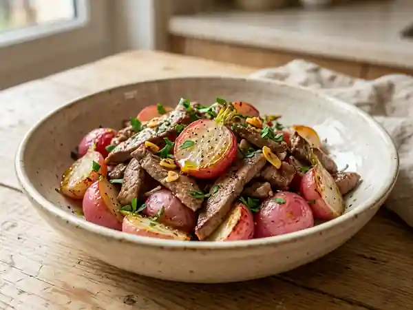 Radis croquants sautés au foie de porc salé, recette gourmande - Photo de présentation
