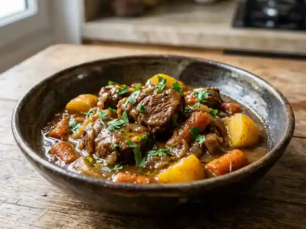 Ragoût d'agneau mijoté aux légumes de saison - Photo de présentation