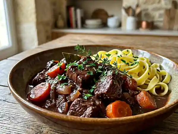 Ragoût de chevreuil fondant au vin rouge - Photo de présentation
