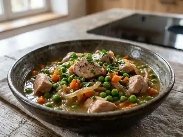 Ragoût de dinde aux petits pois express au micro-ondes - Photo de présentation
