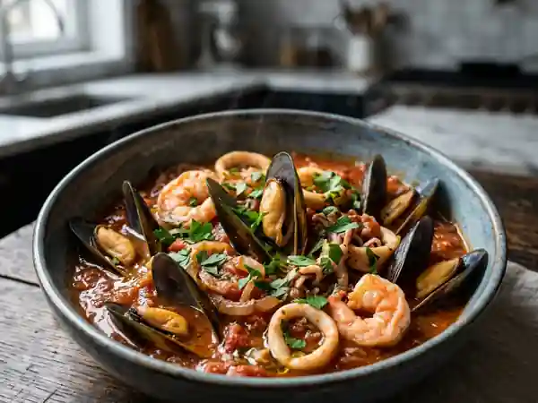Mijoté de fruits de mer fondant et tomaté - Photo de présentation